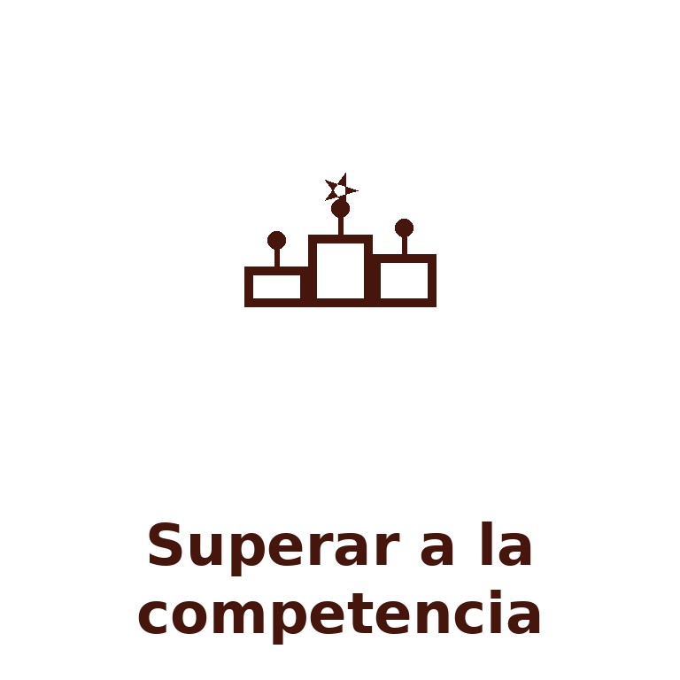 Ícono de podio con personas destacando el objetivo de superar a la competencia